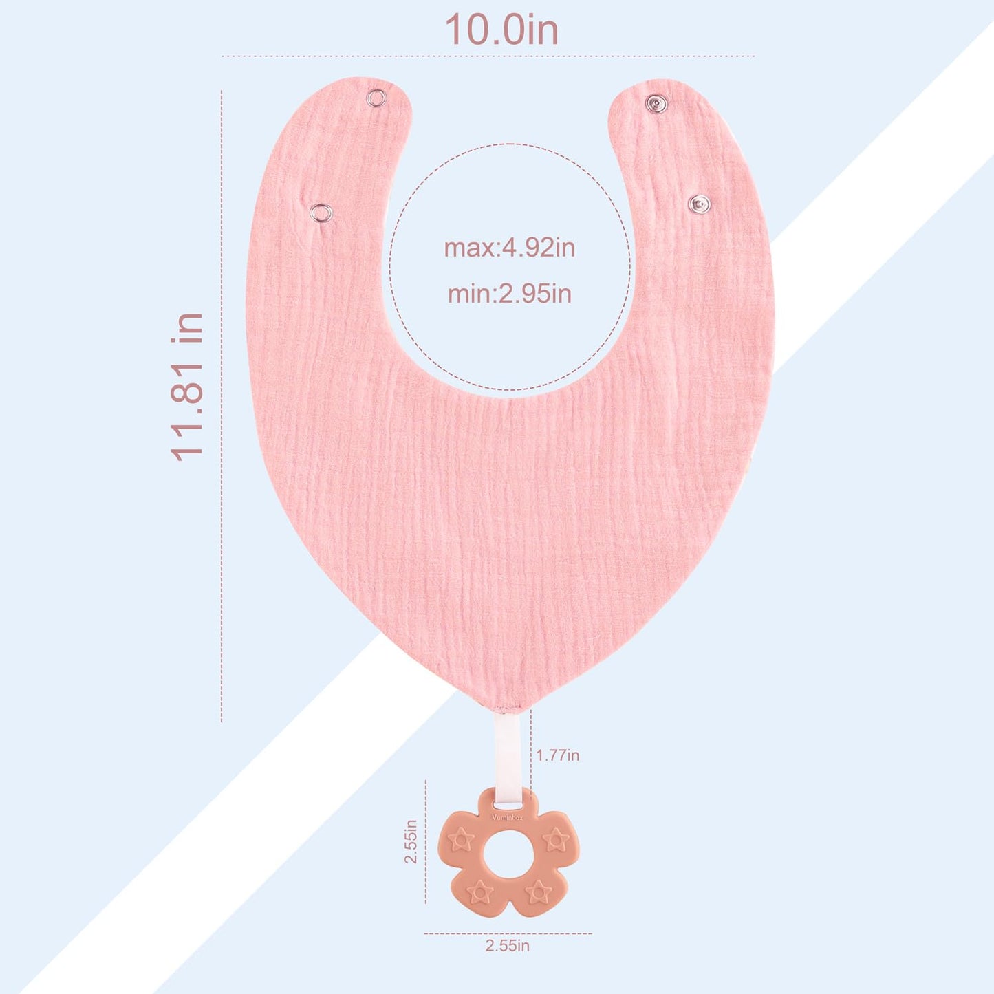 Vuminbox Muslin Baby Bibs Bandana Drool Bibs 6-Pack And Teething Toys 6-Pack Made With 100% Organic Cotton, Absorbent And Soft P