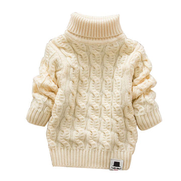 Modntoga Toddler Baby Boys Girls Knit Sweaters Cable Turtleneck High Collar Fall Winter Soft Warm Sweater Pullover Tops(White,18