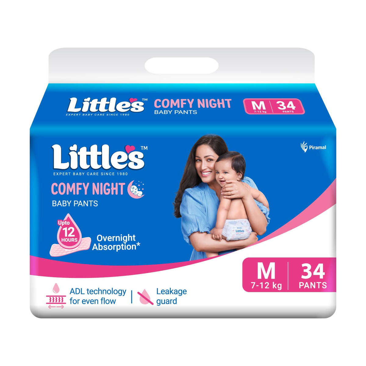 LittleS Baby Diapers M Size (Medium) Pants Style | 712 Kg | 34 Count | Comfy Nights Baby Diaper Pants With Leakage Guard & Upt
