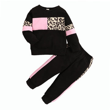 Tikoubabe Toddler Girl Clothes Baby Sweatshirt Leopard Fall Winter Outfits Long Sleeve Tops Pants Set 2 Pcs 18-24 Months 90Cm, B
