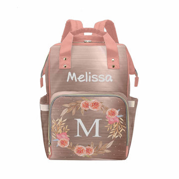 Personalized Pink Floral Diaper Backpack Personalized Mommy Nursing Baby Bags Nappy Bag Casual Travel BackPack for Mom Girl
