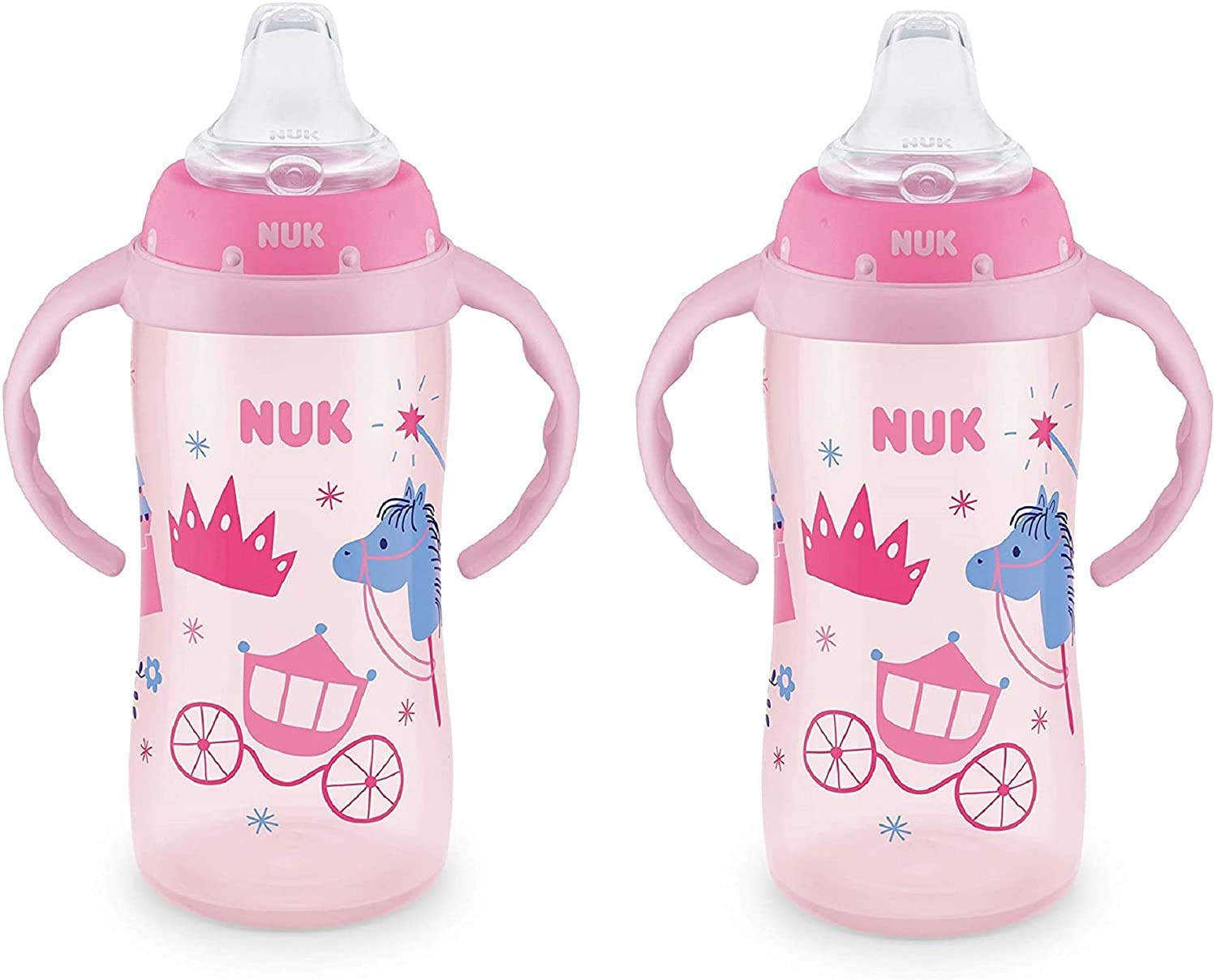Nuk 10 Ounce Jungle Large Learner Cup With Handles, 2 Pack, Girl