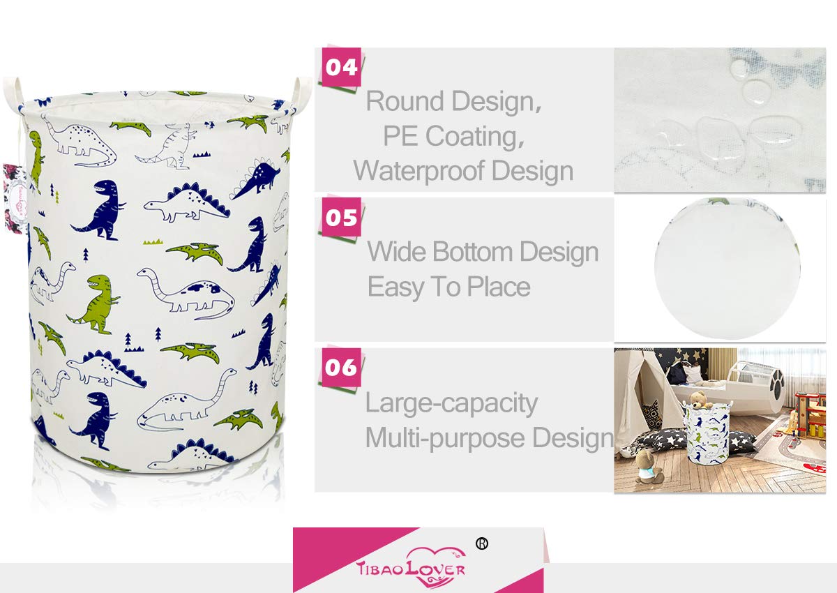 Tibaolover Dinosaur Laundry Basket Baby Laundry Hamper Cute Kids Hamper Toy Storage Bin Handles For Boys And Girls Dinosaur Room