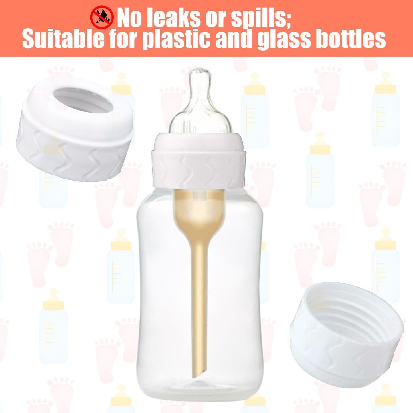 2Pcs Replacement Bottle Nipple Ring Collars, Compatible With Dr. Brown'S Narrow Plastic & Glass Bottles 4Oz & 8Oz No Leak Or Spi