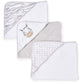 Spasilk Baby 3 Pack Soft Terry Hooded Towel Set For Newborn Boys And Girls, Grey Zebra