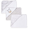Spasilk Baby 3 Pack Soft Terry Hooded Towel Set For Newborn Boys And Girls, Grey Zebra