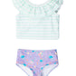 Rufflebutts Baby/Toddler Girls Cropped 2-Piece Sleeveless Tankini Swimsuits With Upf50+ Sun Protection - Purple Garden, 3-6M