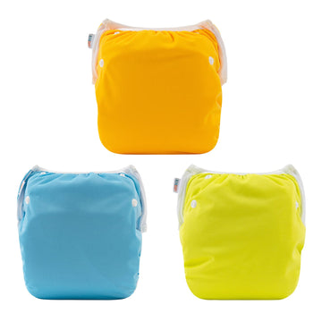Alvababy Baby Swim Diapers 3Pcs One Size Reuseable Washable & Adjustable For Swimming Lesson & Yellow Orange Blue 3Swy19