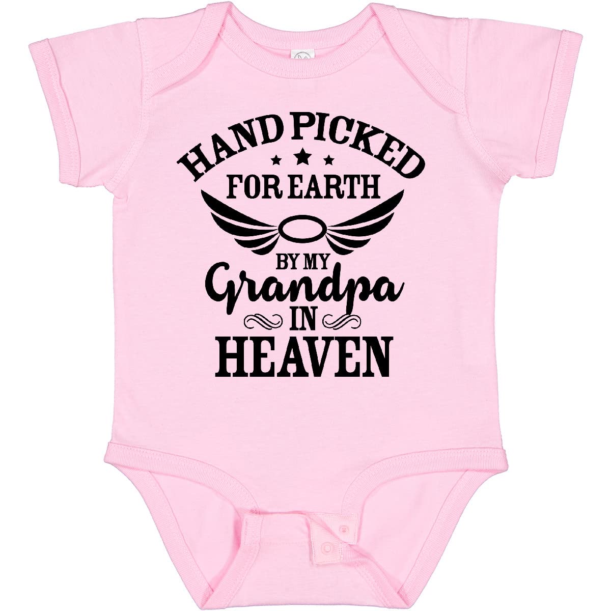 Inktastic Handpicked For Earth By My Grandpa In Heaven Angel Wings Baby Bodysuit, 0080 Pink, Newborn