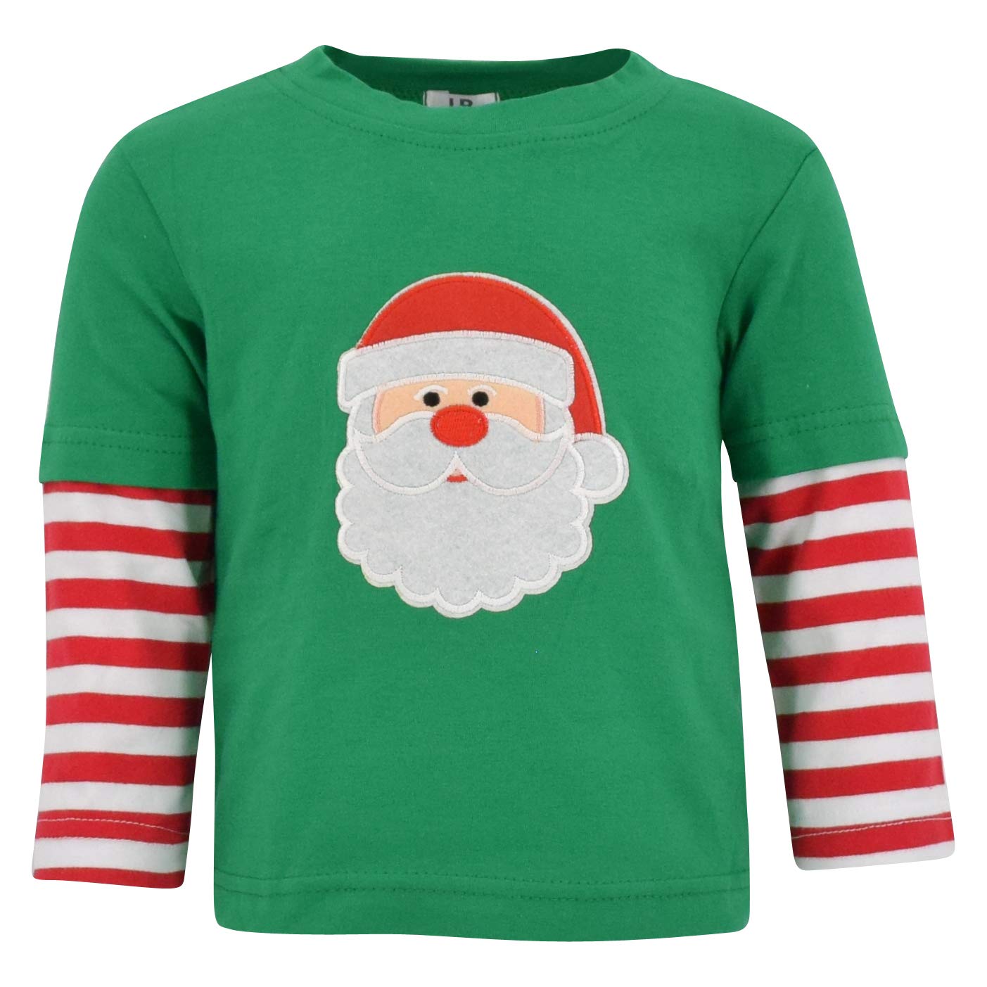 Unique Baby Unisex Layered Christmas Santa Shirt (4T) Green