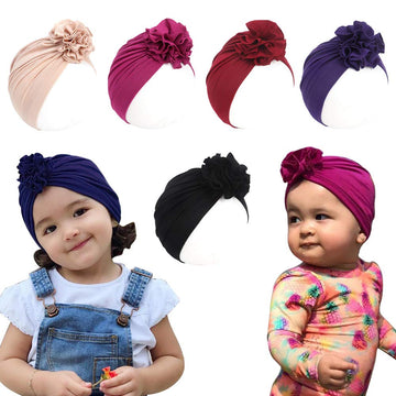 Newborn Baby Hospital Hat Soft Cotton Toddler Kids Girl Head Wrap With Big Bow Cap (Baby, 5 Pcs Flower/3M-3Years-2)
