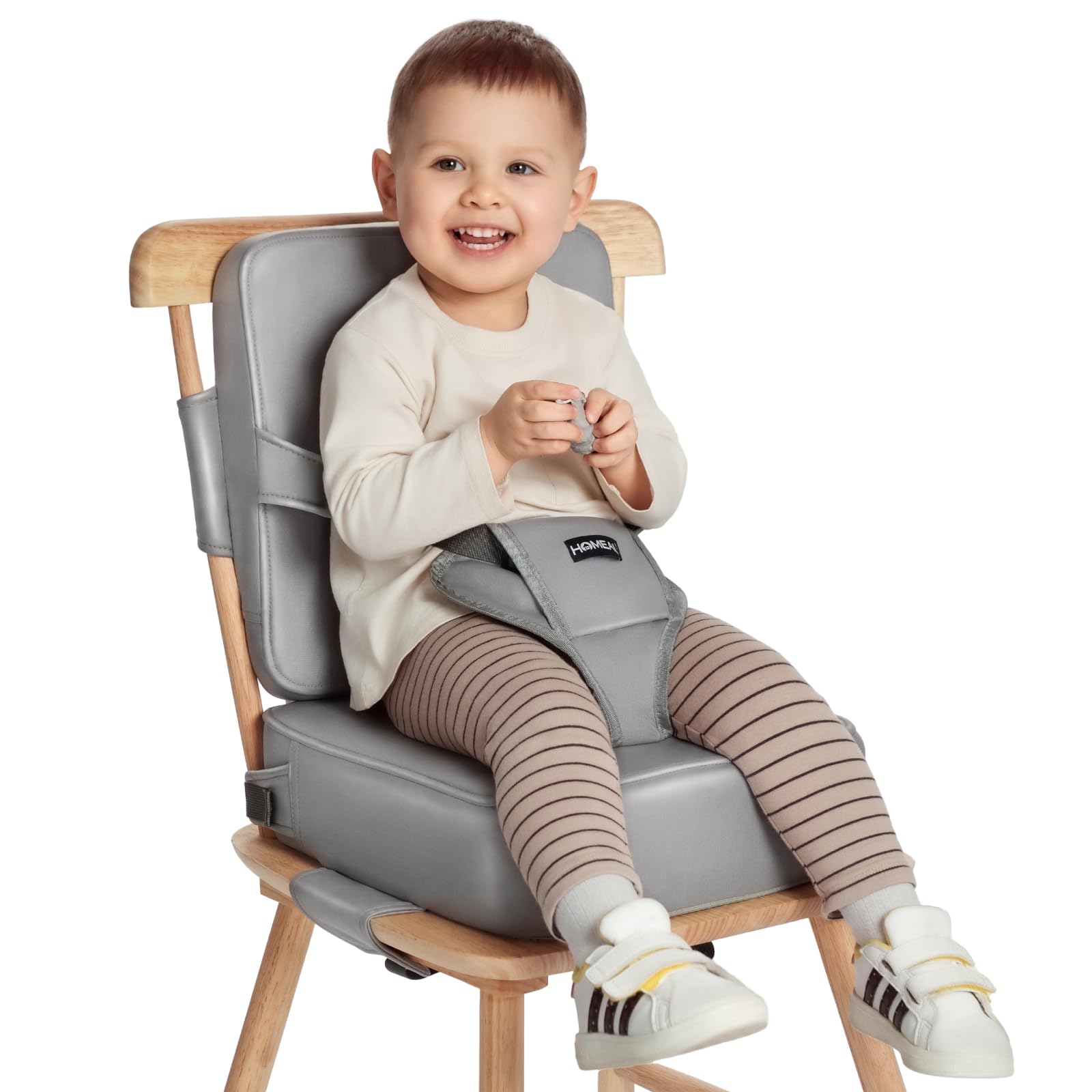 Homeal Toddler Booster Seat For Dining Table With Backrest And Adjustable Straps, Breathable Booster Seat For Kitchen Chair, Por