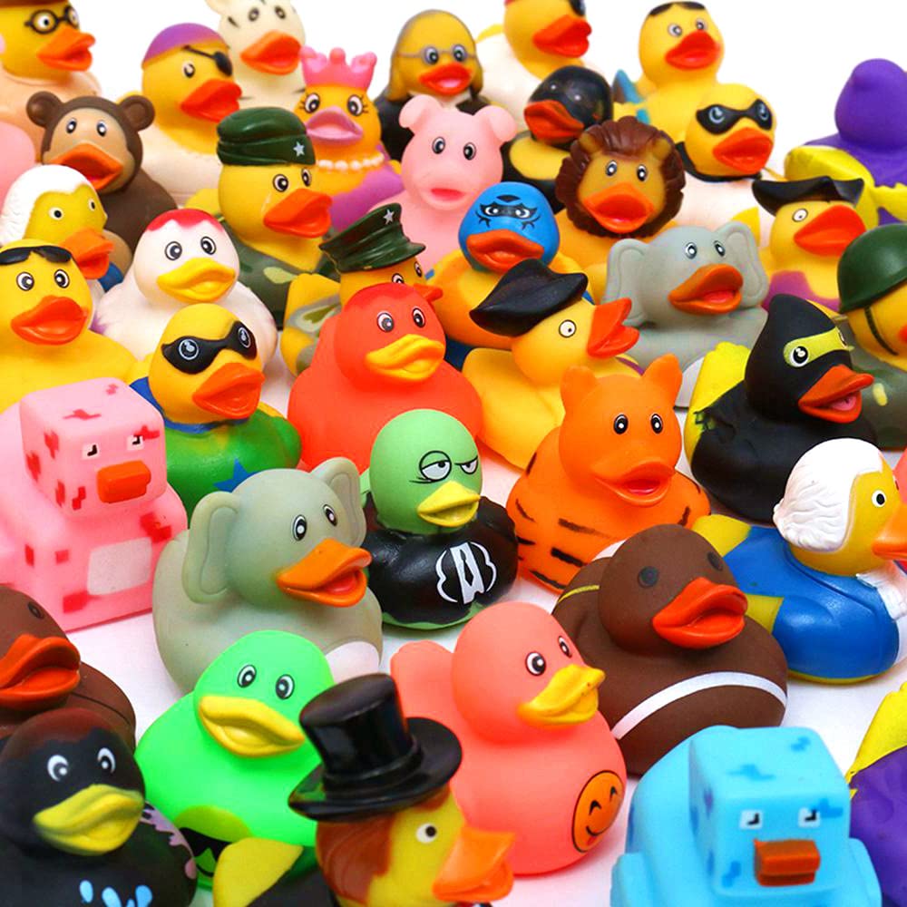 WQTHE 60 Pack Rubber Duck for Jeeps Ducking - 2.3 Inch Bulk Floater Duck for Kids - Baby Bath Toy Assortment - Party Favors, Bir