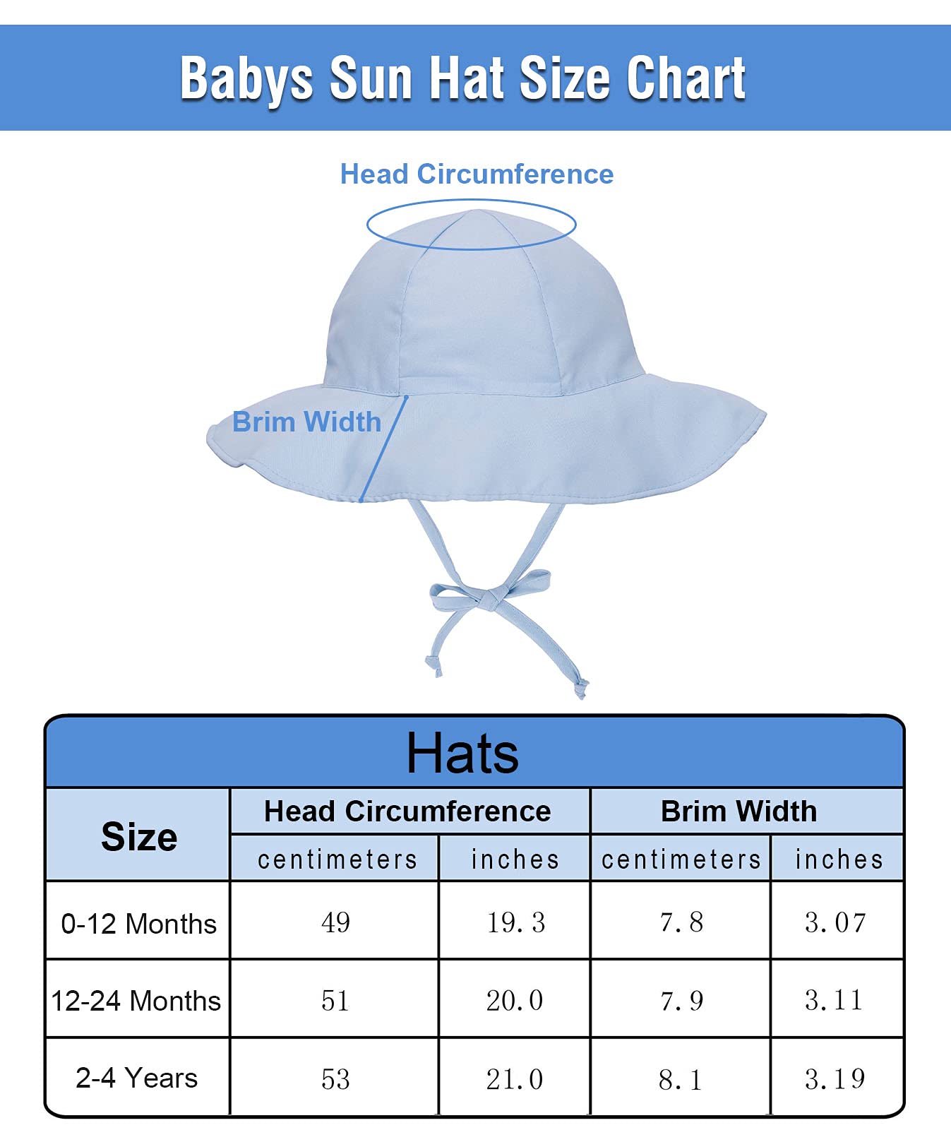 Simplikids Upf 50+ Uv Ray Sun Protection Wide Brim Baby Sun Hat,Light Blue,0-12 Months
