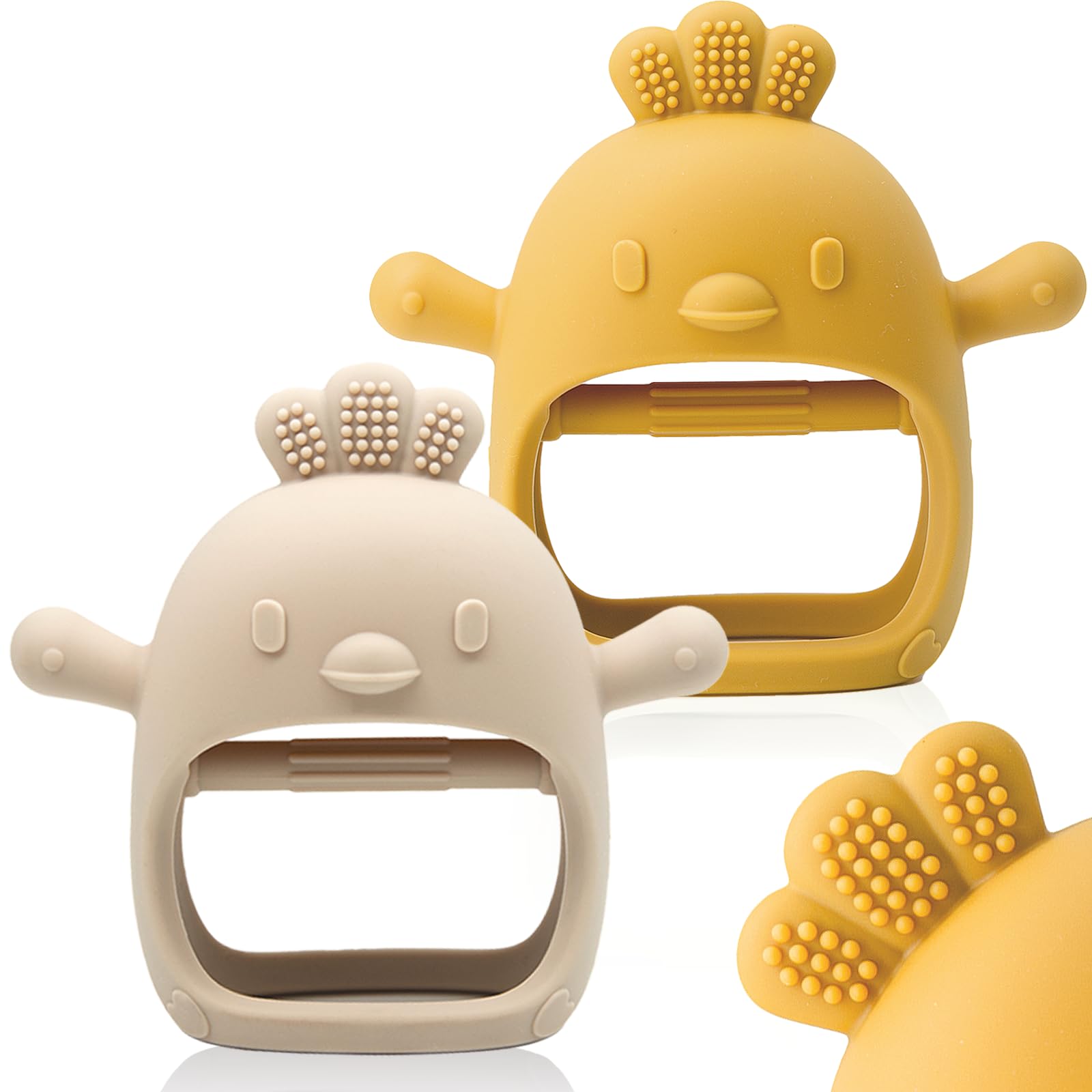2 Packs Baby Teething Toy Silicone Teething Mitten for Babies Over 3 Months Anti Dropping Wrist Hand Teethers Baby Chew Toys for