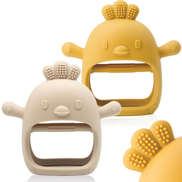 2 Packs Baby Teething Toy Silicone Teething Mitten for Babies Over 3 Months Anti Dropping Wrist Hand Teethers Baby Chew Toys for