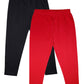 KiddoPanti Girls Solid Ankle Length Spandex Legging Pack of 2, Red & Jet Black, 1214Y