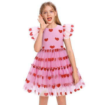Imekis Toddler Valentines Day Outfit Girl: Valentines Day Dress Kids Princess Tulle Dresses Cupid Photoshoot 4Th 5Th Birthday Te