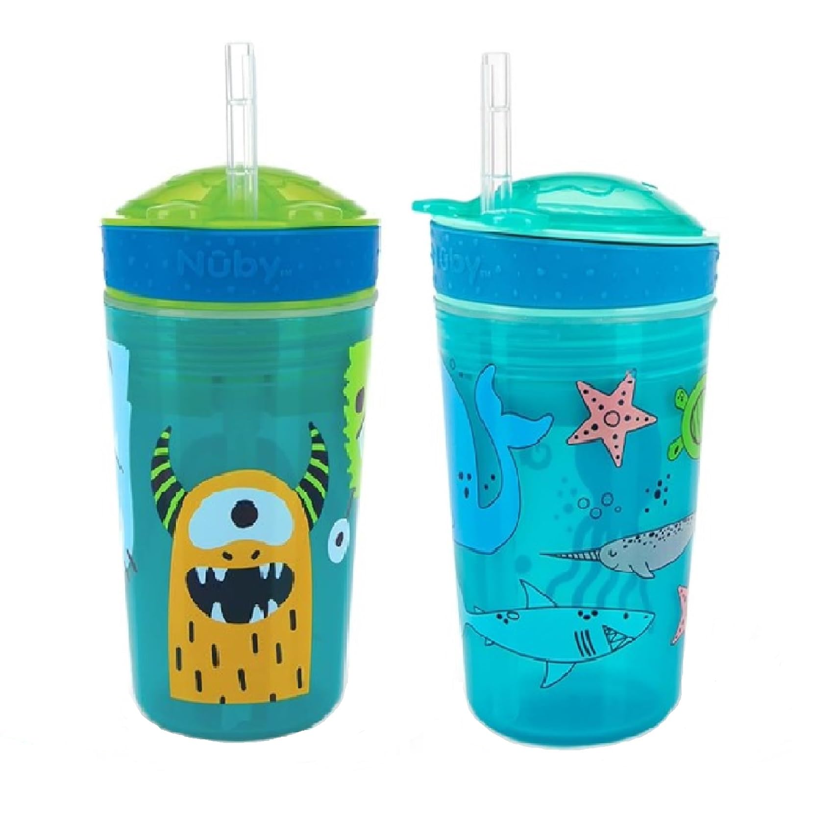 Nuby Snack N Sip 2 in 1 Snack and Drink Cup (Aqua/Blue)