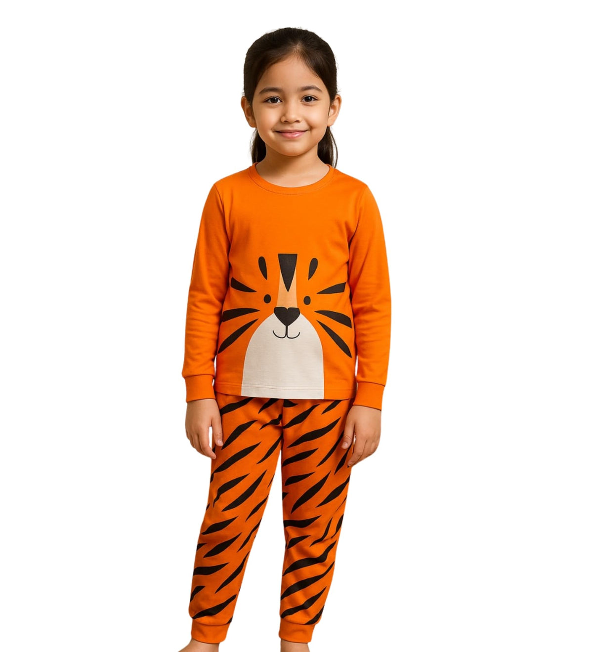 Hestia|H.Nsg.N.1|Kids Night Suit For Girls|Sleepwear|Cotton|Trouser Full Sleeves Pajama Set Tshirt|Elasticated Waist|Bottom Pyja