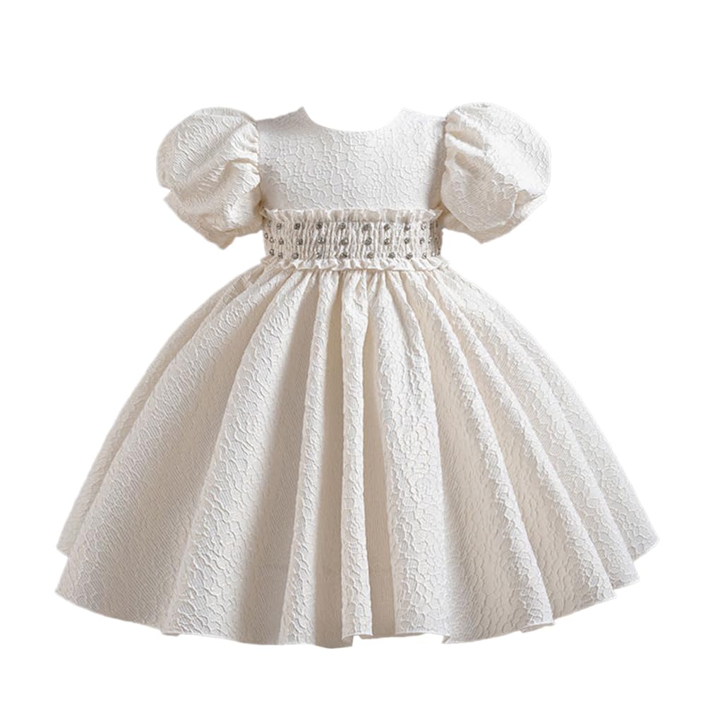 Hopscotch Baby Girl Fit And Flare Knee Length Party Dresses In White Color For Ages (1218 Months)