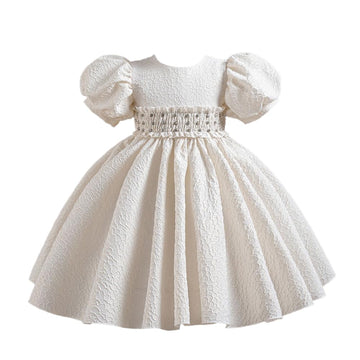 Hopscotch Baby Girl Fit And Flare Knee Length Party Dresses In White Color For Ages (1218 Months)