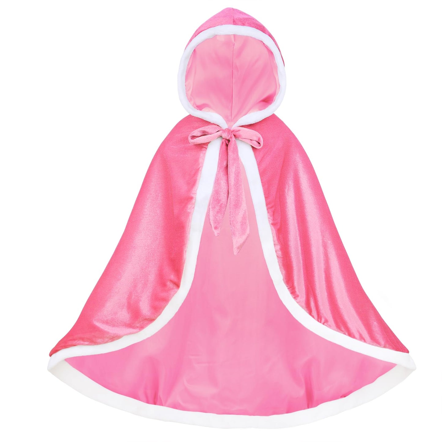 Century Star Girl Fur Princess Cape With Hood Girls Cloak For Little Girls Christmas Pink 7-9 Years