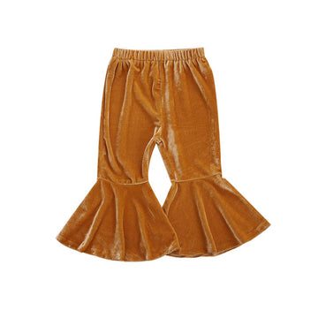 Toddler Bell Bottoms Baby Girls Ruffle Leggings Bell-Bottomed Flare Pants Trousers (E-Khaki, 3-4T)