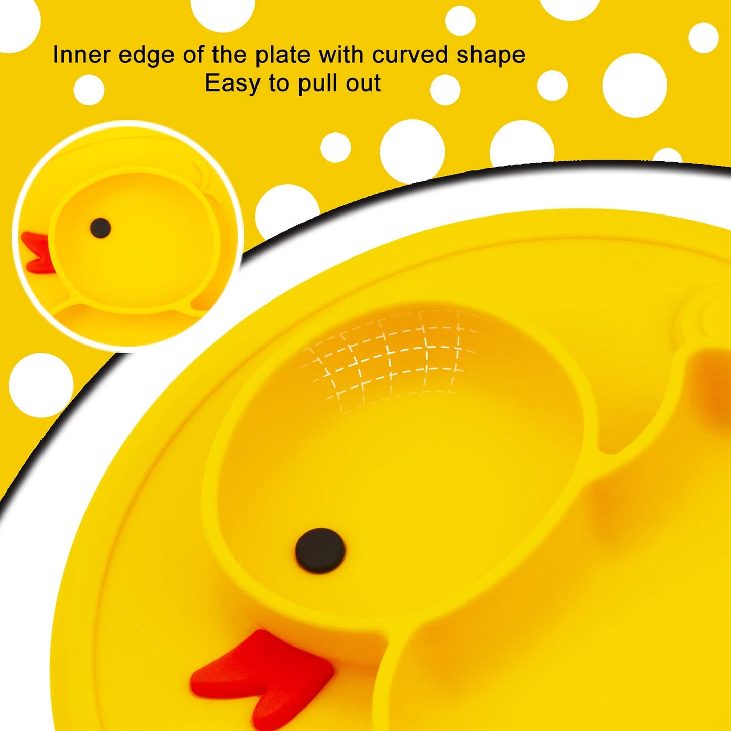 Linowos Silicone Divided Toddler Plates, Portable Non Slip Suction Plates For Children Babies And Kids Bpa Free Baby Dinner Plat