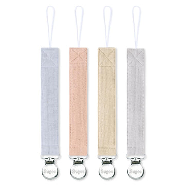 Pacifier Clip For Baby Boy And Girl - Linen Soft Fabric Pacifier Hold With Clip For Binky, Leash Soothie Holder Unisex 4 Pack (B
