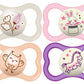Mam Air Night & Day Baby Pacifier, For Sensitive Skin, Glows In The Dark, 6-16 Months, Girl, 4 Count