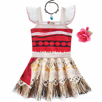 Rauoawby Toddler Little Girls Women Princess Dress Skirt Set With Ruffle Sleeve For Moa Na Halloween Cosplay Costume Party Dress