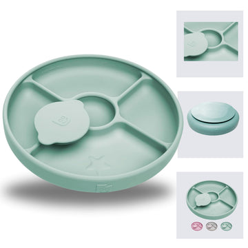 TalkTools Bitsy Feeding Kid s Essentials Plate Set - Toddler Utensils, Spoon and Fork, Lid, Perfect for Mealtime - Strong Sucti