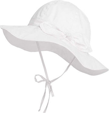 Urban Virgin Baby Girl Sun Hats Summer Baby Hats Upf 50+Toddler Sun Hat Infant With Wide Brim Bucket Hat White 12-24 Months