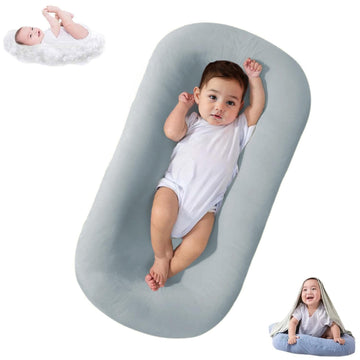 DAOLUAN Baby Lounger Bionic Organic Lounger Soft Breathable Baby Lounger for Newborn Infant Babies 0-18 Months (Grey Blue, OneSi