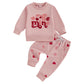 Baby Girl Valentines Day Outfit Long Sleeve Heart Print Sweatshirt Jogger Pants 2Pcs Baby Girls Valentine Clothes (Be Mine-Pink,