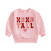Zyhwshine Toddler Baby Girl Valentines Day Outfit Letter Embroidery Sweatshirt Crewneck Pullover Long Sleeve Sweater Clothes (Xo