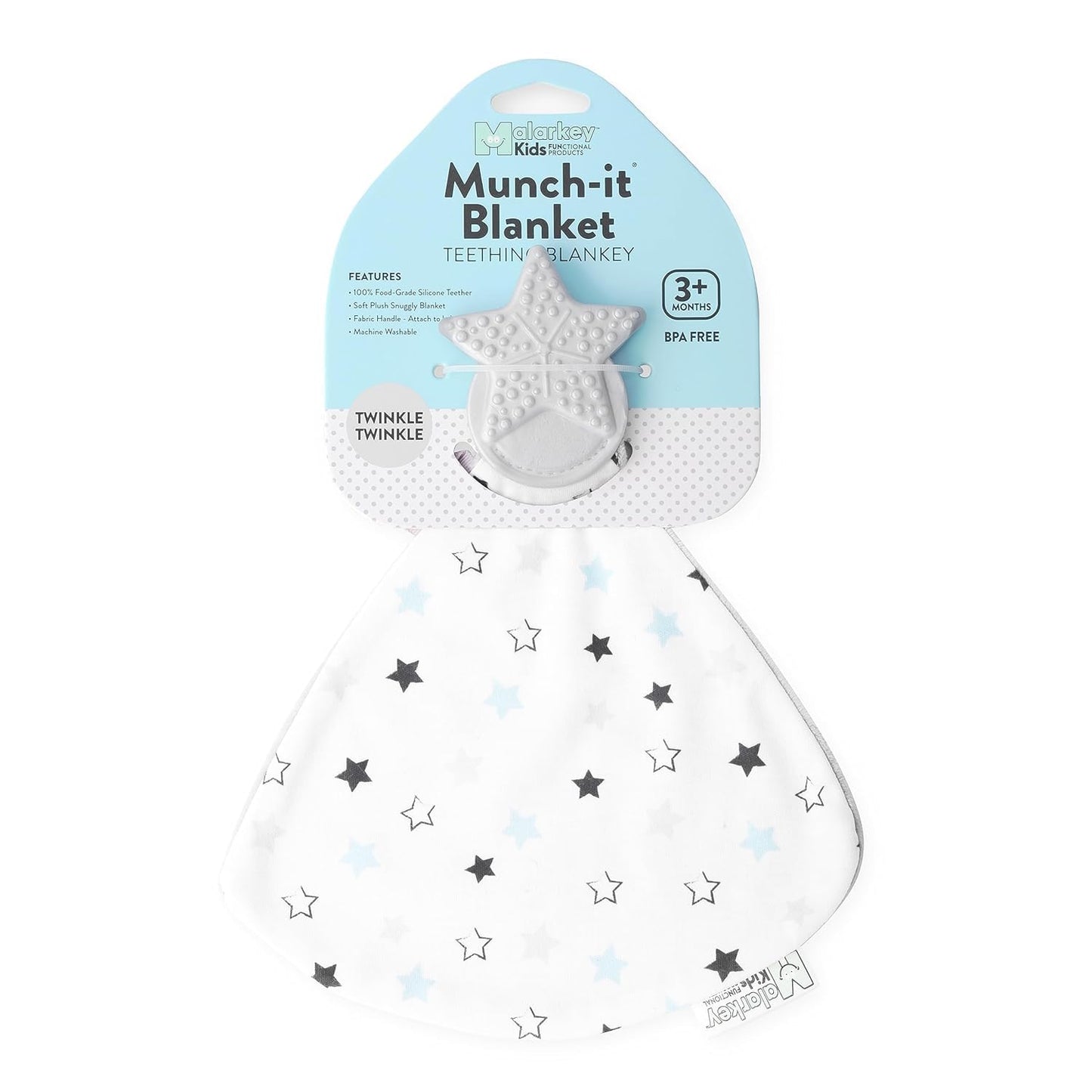 Malarkey Kids Munch-It Blanket: Teether and Cozy Blanket Combo for Teething Babies - Soothe, Snuggle, and Relieve Discomfort! (T