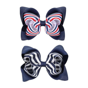 Girl School Hair Bow Back to School Hair Clip Hairpin Schools Hair Accessories 2 Pack TSFJ55 (Stripe)