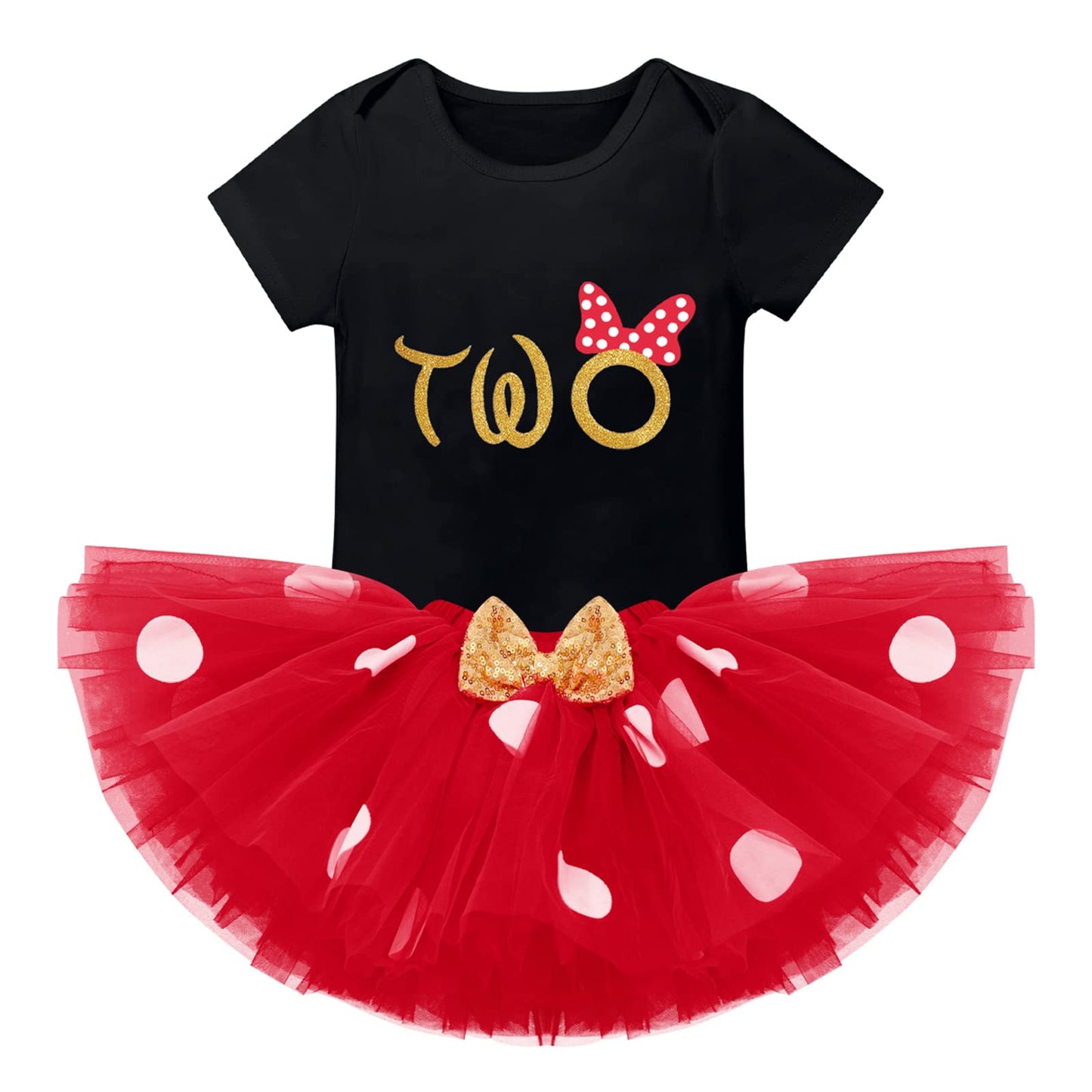 Ibtom Castle Cake Smash Wild One First Birthday Clothes For Baby Girls Polka Dots Romper Tulle Dress Mouse Ear Princess Outfits