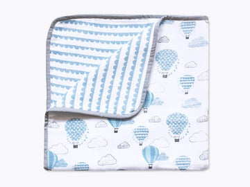 Masilo Bamboo Muslin Modern Newborn Baby Blanket, Pack of 1 Unisex  Hot Air Balloon Blue