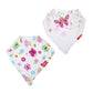 Nuby 2-pk Dribble Catcher Bandana bibs, Super Absorbent Drool Bib with Soft Comfort Neckline, Girl