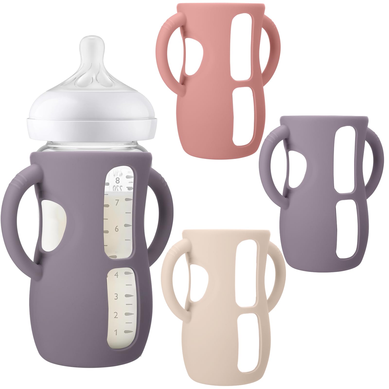BUSOHA 3 Pack Silicone Sleeves for Avent Baby Bottles - Drop Protection Baby Bottle Sleeves with Handle for Avent Natural Baby B
