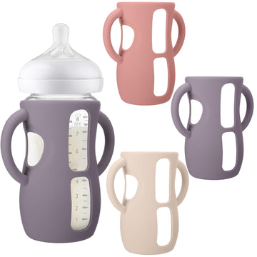 BUSOHA 3 Pack Silicone Sleeves for Avent Baby Bottles - Drop Protection Baby Bottle Sleeves with Handle for Avent Natural Baby B