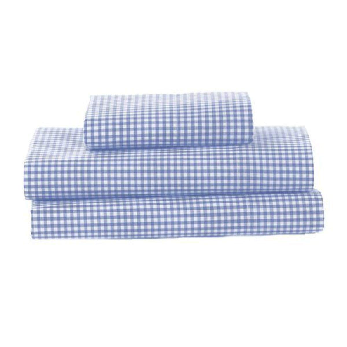 bkb Gingham Toddler Sheet Set, Light Blue