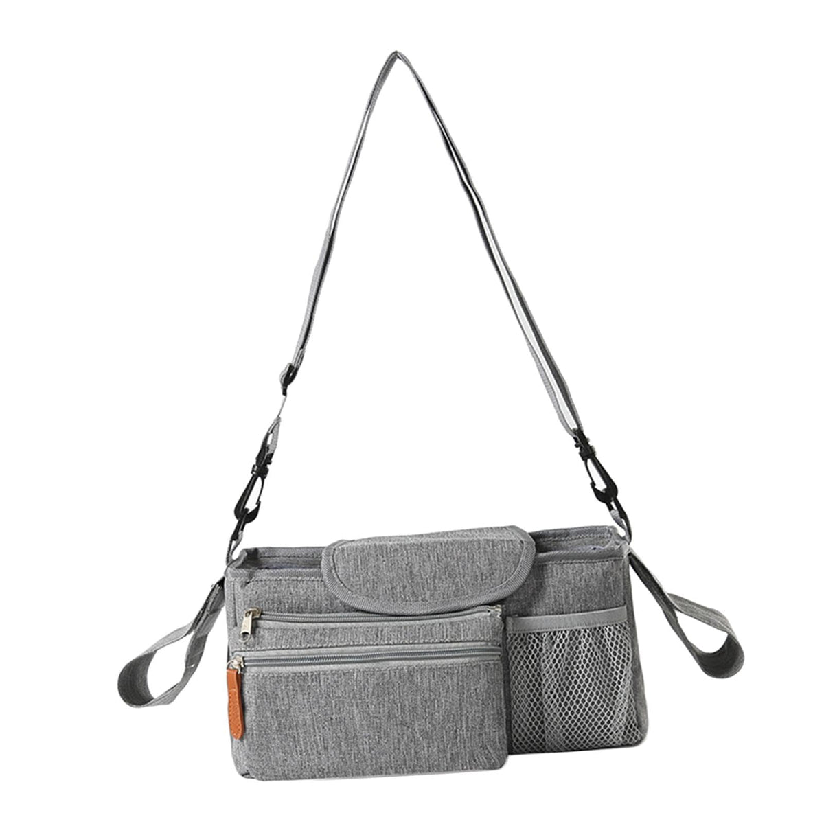 SNAPPSY Stroller Hanging Bag Pouch Stroller Bag Organizer for Travel Shopping Casual Gray