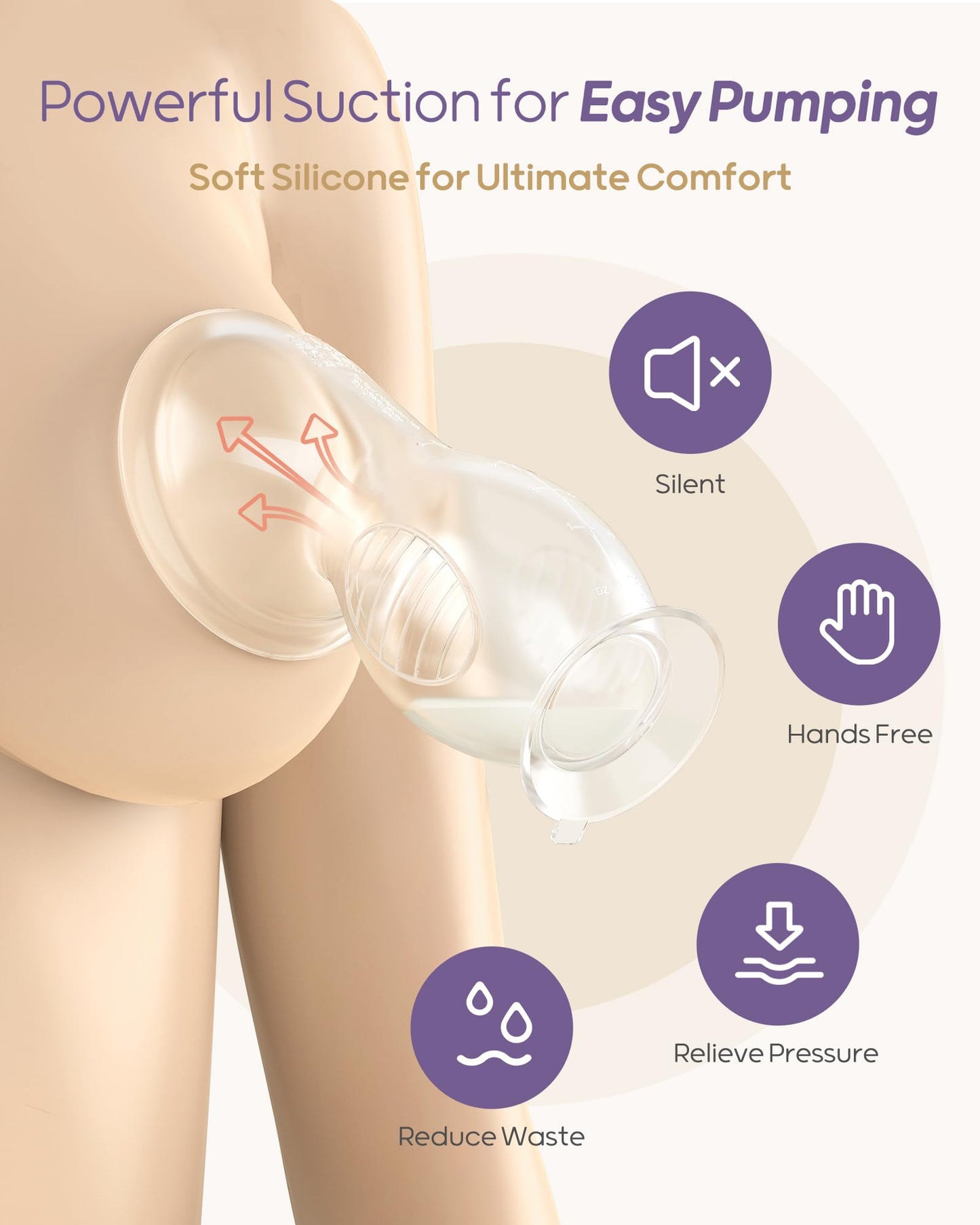 Nuliie 2Pcs Silicone Manual Breast Pump With Leak-Proof Lid & Suction Cup, 4Oz/120Ml Bpa-Free, Wearable Hand Pump Breastmilk, Br