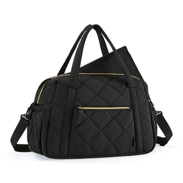Mommore Diaper Bag Tote Large Expandable Baby Travel Tote For 2 Kids Twins, Quilted Hospital Bag For Mom, Weekender