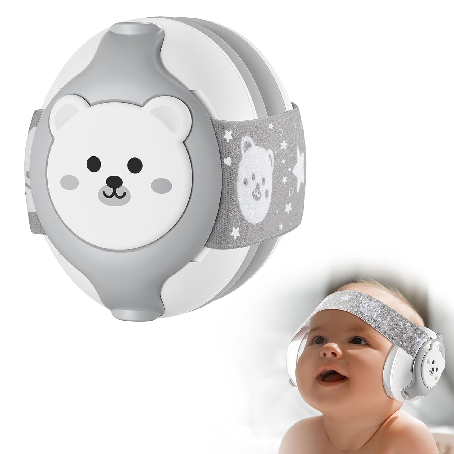 Bigasuo Baby HeadphonesInfant Ear Protection For Babies 036 Months, 25Db Nrr Baby Noise Cancelling Headphones With Little Bear