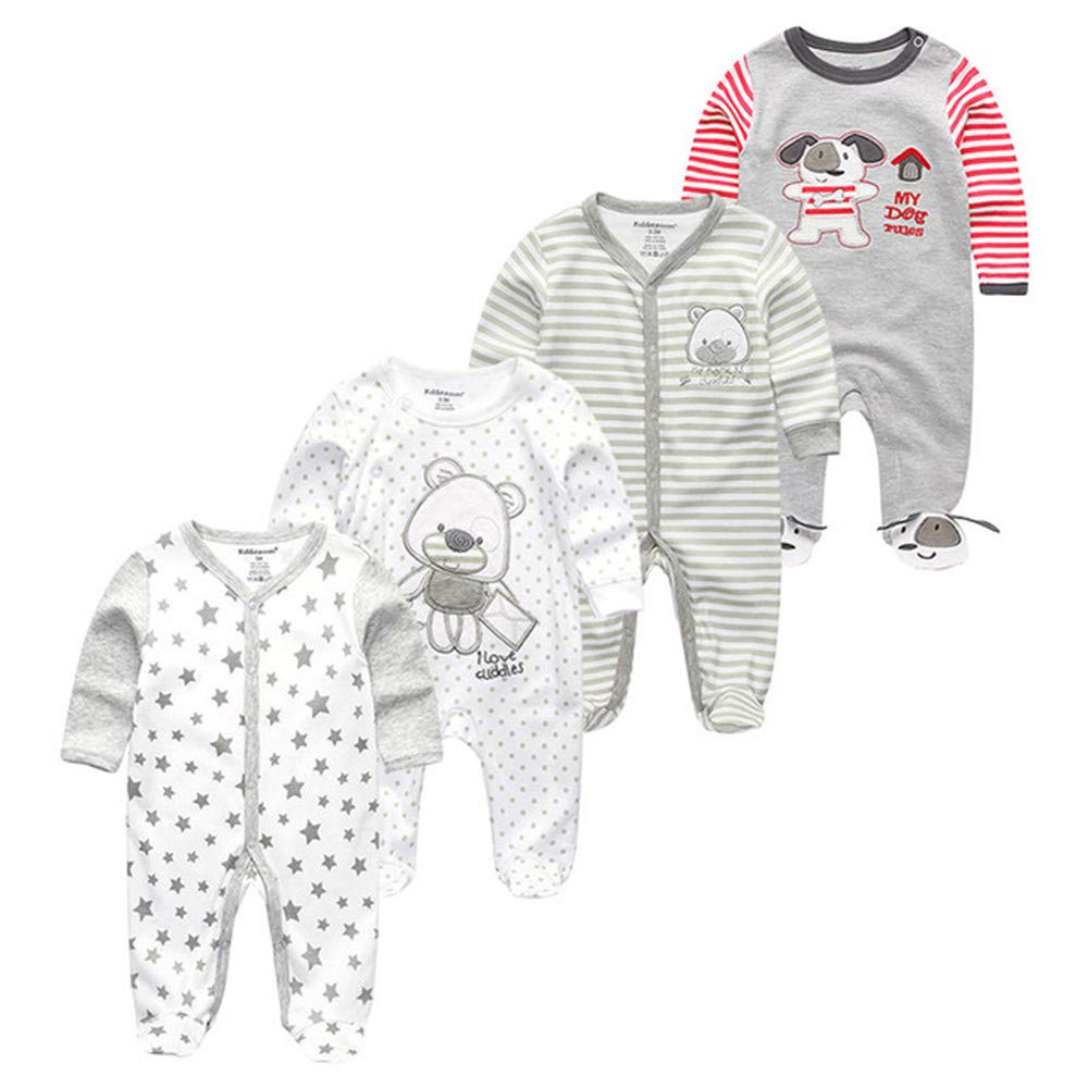 Kiddiezoom Baby and Toddler Boys Snug Fit Footed Cotton One-Piece Romper Jumpsuit